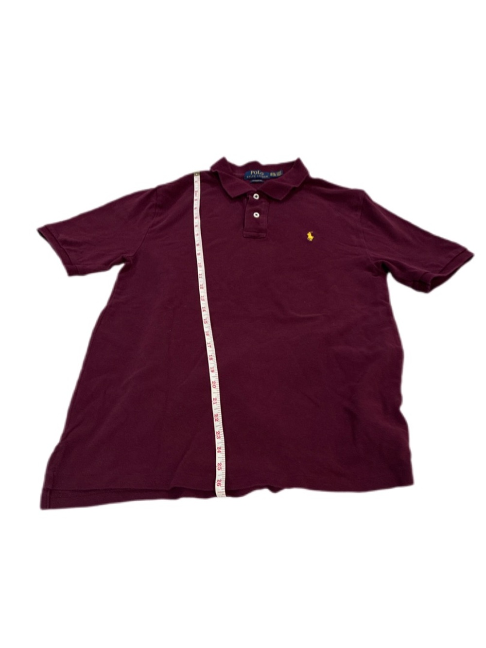 Polo by Ralph Lauren Men's Burgundy Short-Sleeve Polo with Yellow Pony